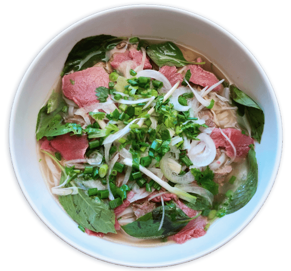 Pho bo bowl, a culinary specialty from Vietnam cooked by Chef Trang from Pho Bep Oi